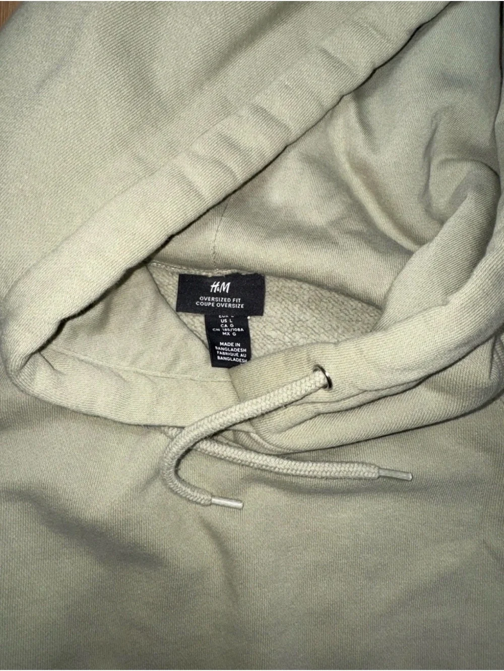 H & M Men’s Light Green Hoodie Ultra Soft Oversized  Size Large